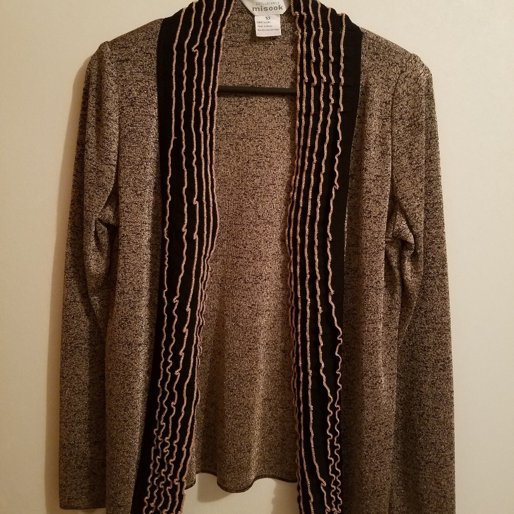 Misook XS gold and black cardigan jacket blazer